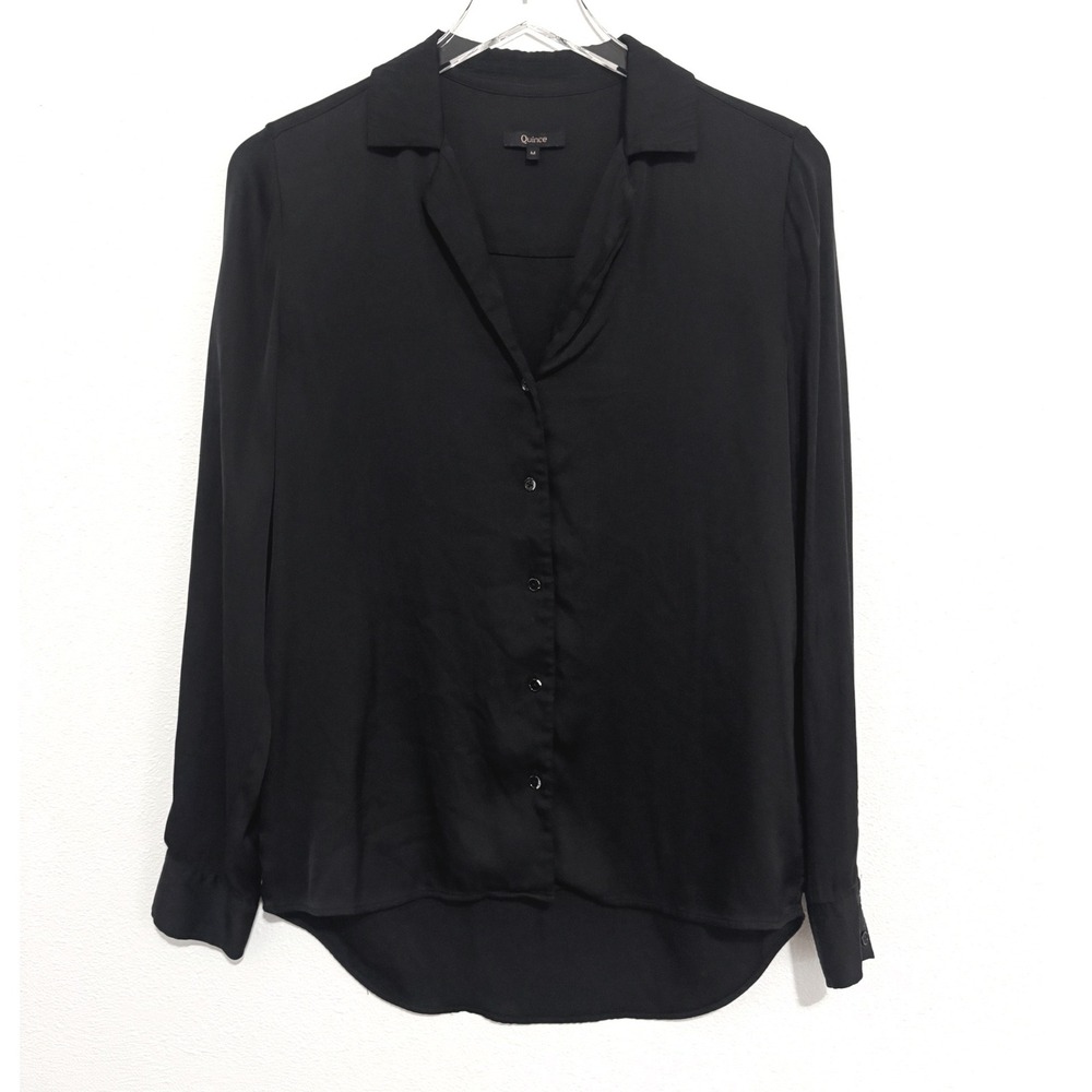 Quince Women's Washable Silk Button-Down Blouse - Classic Black